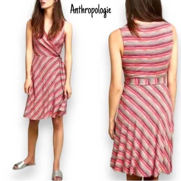 Bailey 44 | Emile Faux Wrap Dress |‎ Multicolor Striped | Size Medium - Picture 1 of 14